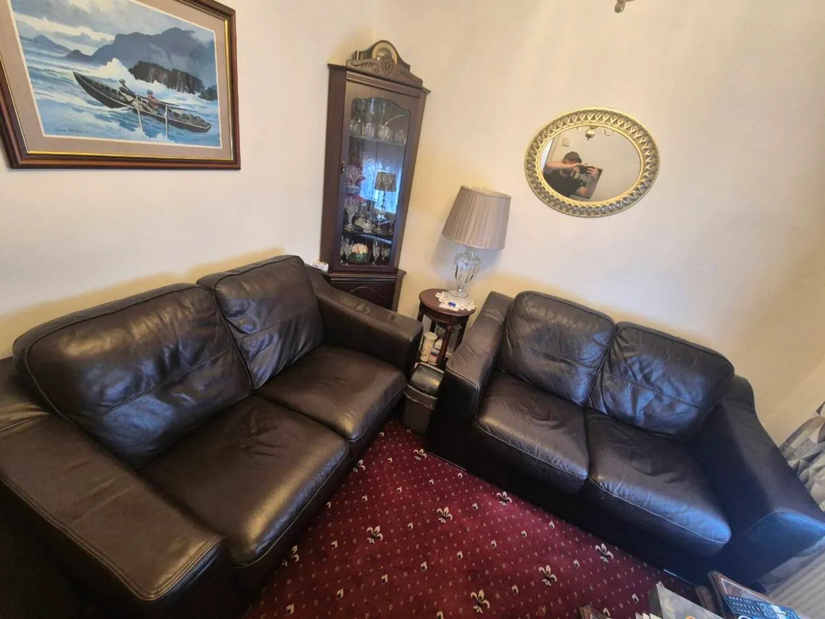 2 x 2 seater leather couches - Image 3