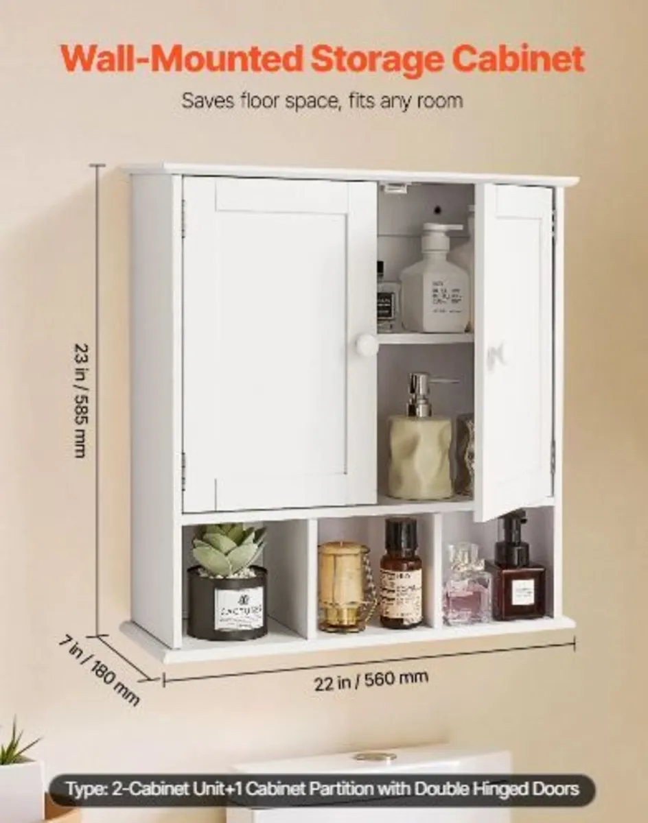 Bathroom Wall Cabinet, 2 Doors - Image 3