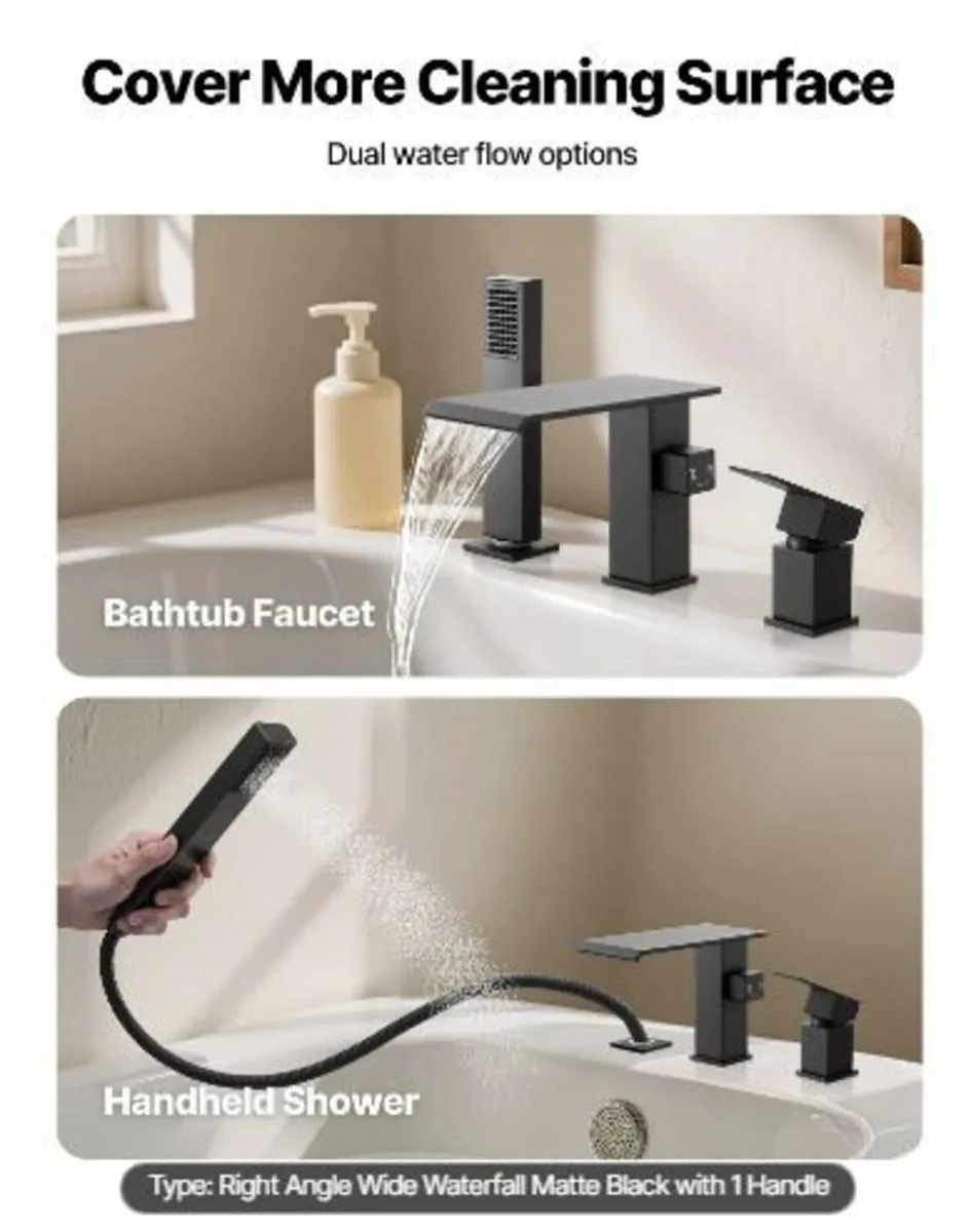 Roman Tub Faucet, 3 Hole Waterfall - Image 4