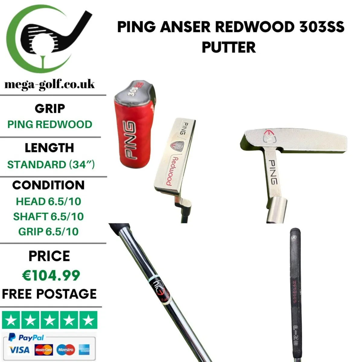 Ping Anser Redwood 303ss Putter / 34'' - Image 1
