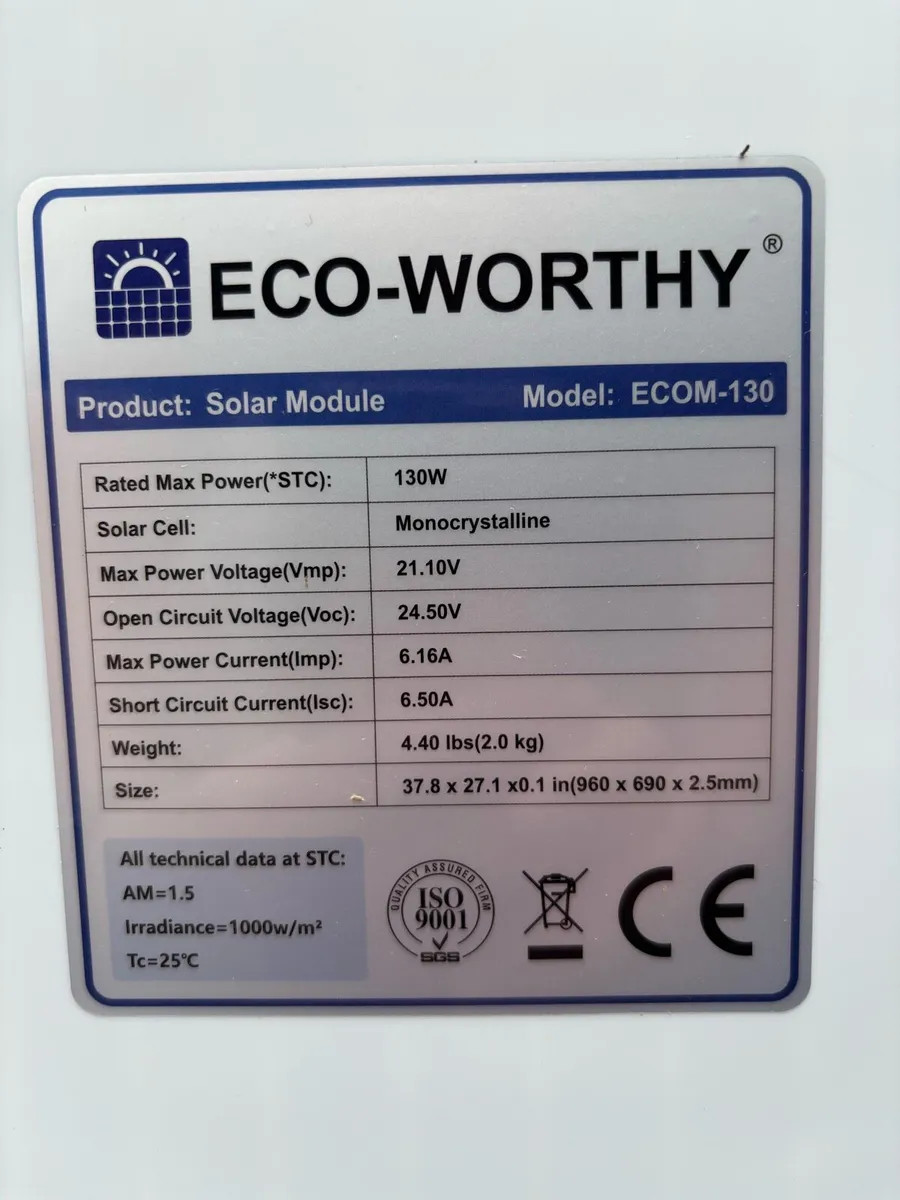 130W 12V Flexible Solar Panel. New - Image 2