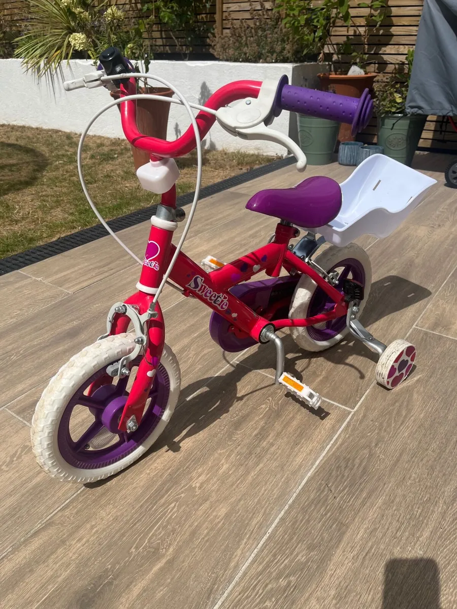 Kids' Bicycle with Stabilisers & Doll Seat - Image 1