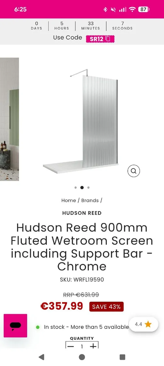 Glass shower panel - Image 1