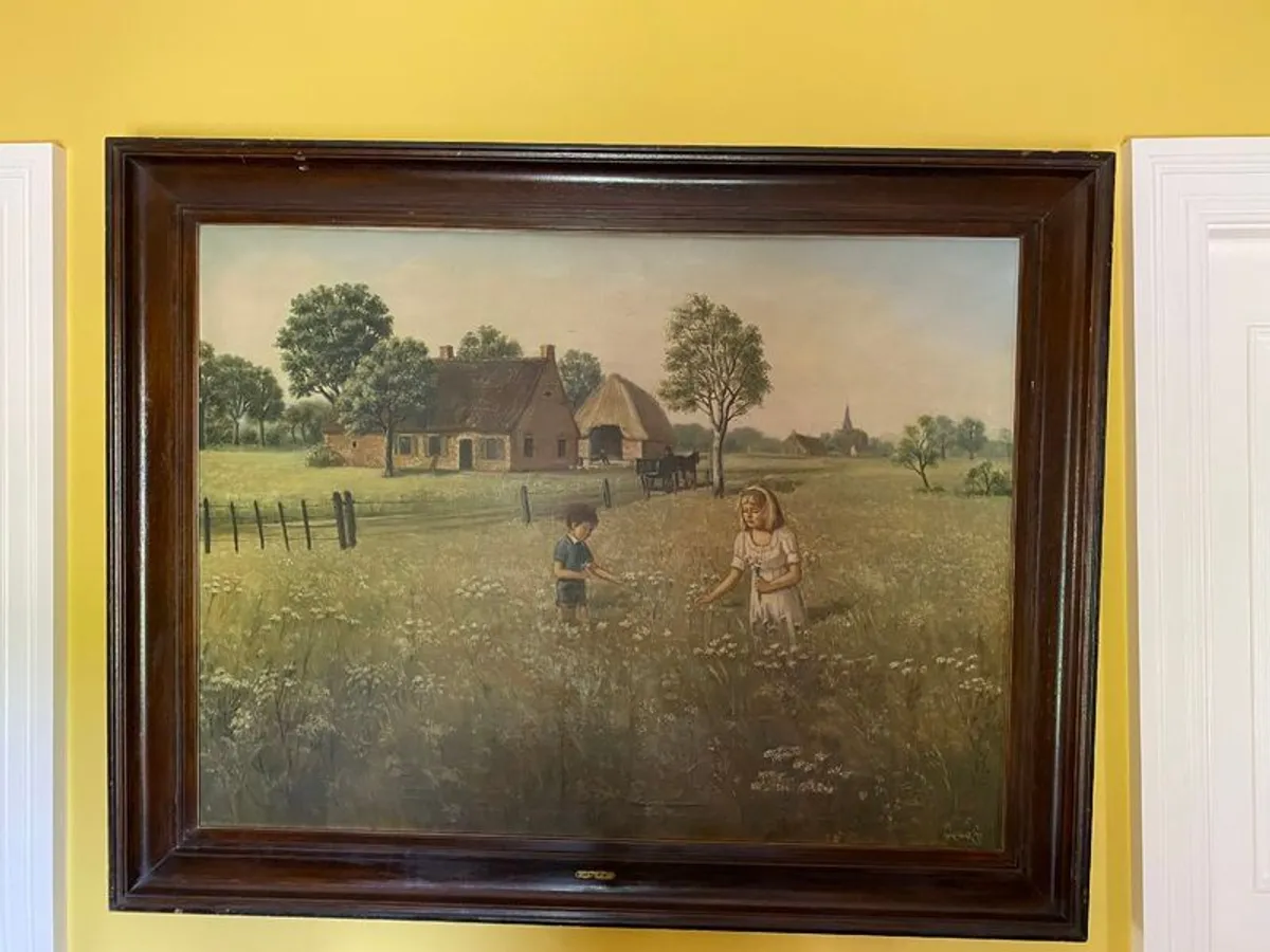 Large Oil Painting Vintage - Image 1