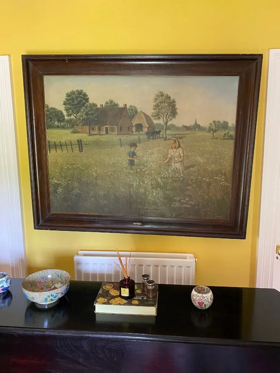 Large Oil Painting Vintage - Image 2