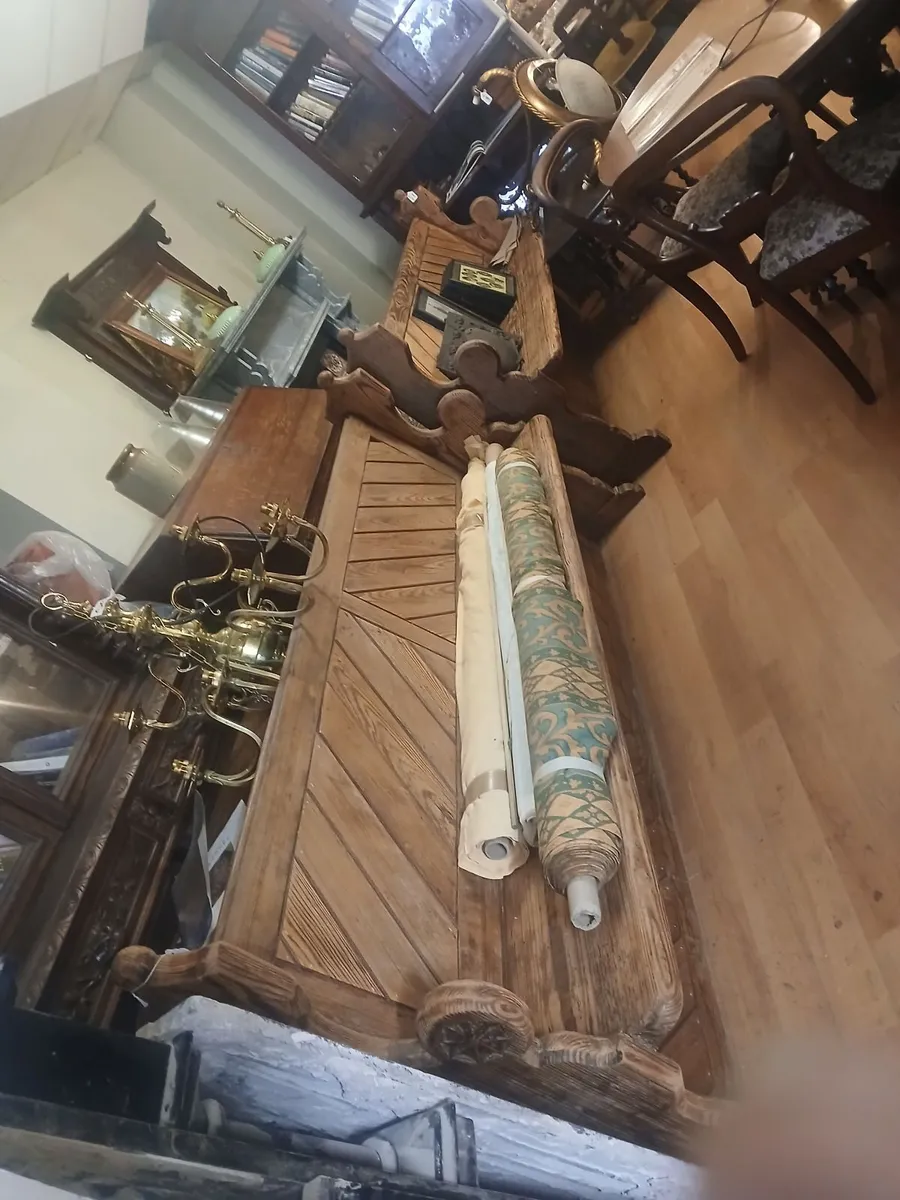 antique pair of church pews