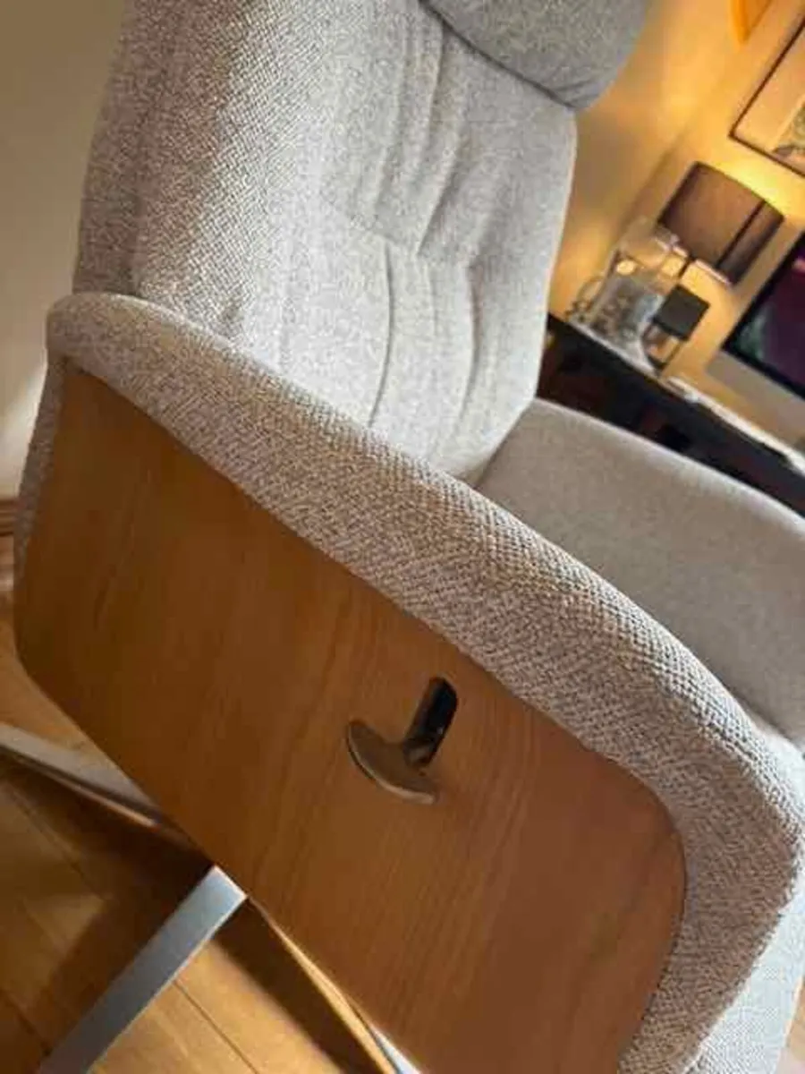 Light Grey Fabric Recliner & Footstool - Sonesta - Image 3