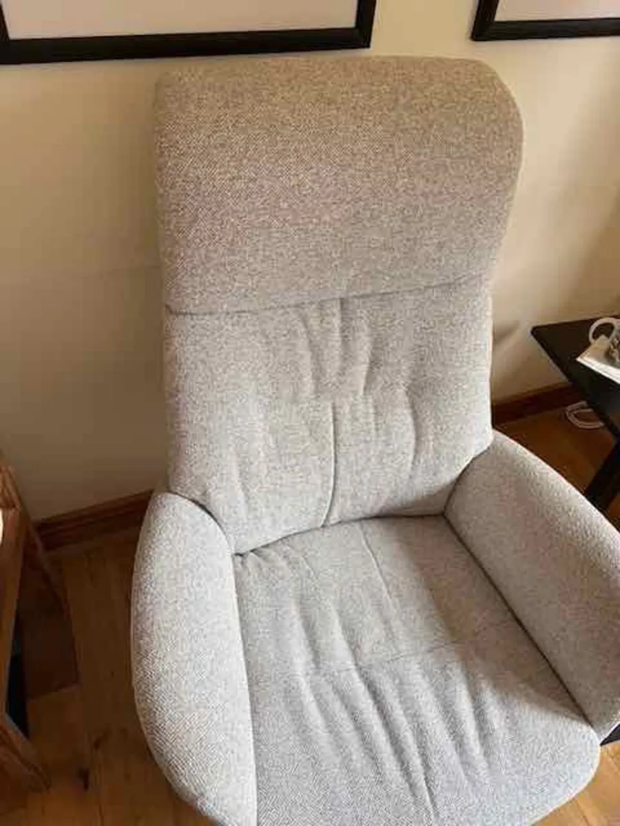 Light Grey Fabric Recliner & Footstool - Sonesta - Image 4