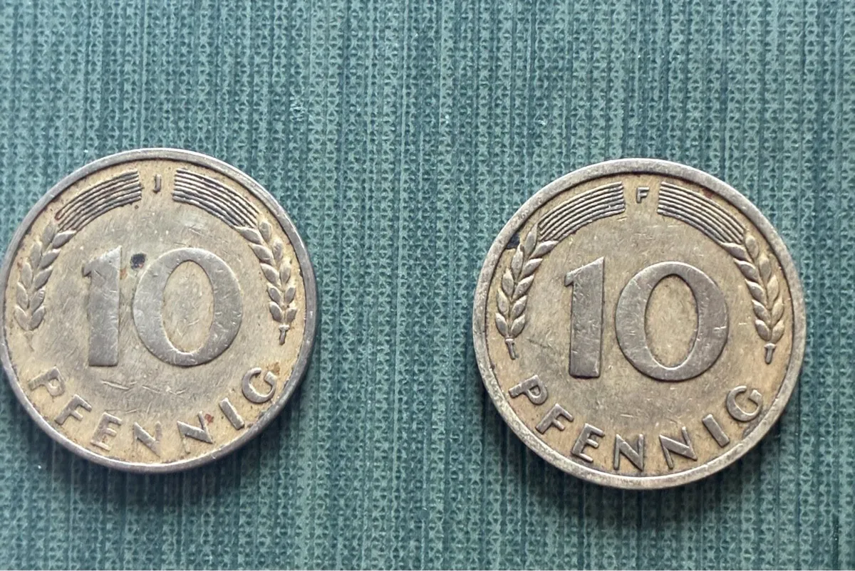 Rare 1949/50 German Republic 10 Peennig Coins - Image 2