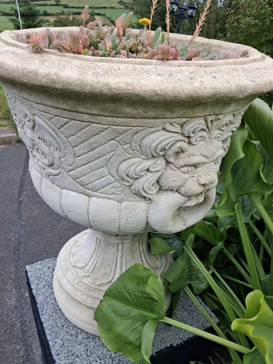 Four concrete planters