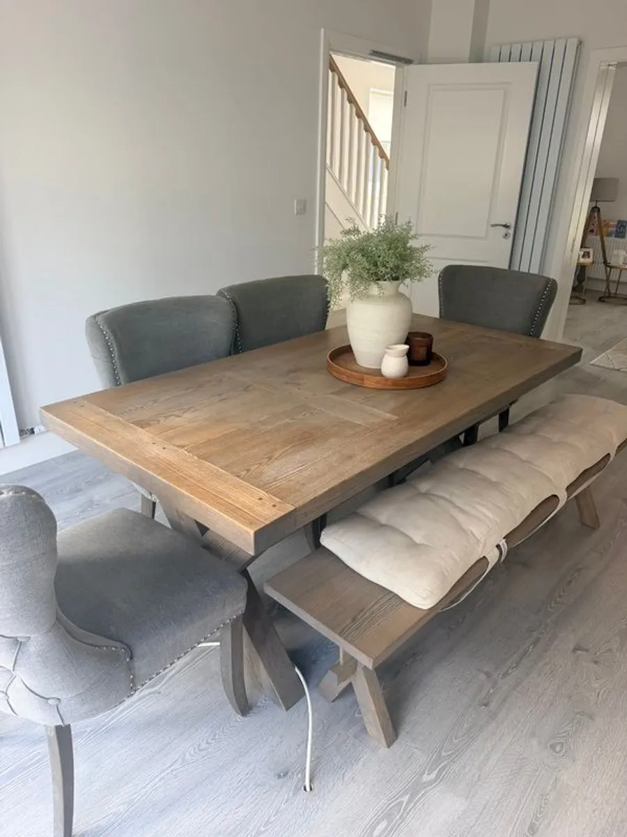Diamond Furniture Horsen Dining Set Table, Bench & 4 Chairs - Image 1