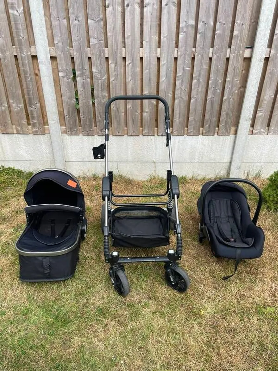 Magic ZC 3 in 1 Pushchair Pram Travel System, Baby Stroller 3 in 1 with Reversible Two Pushing Modes, Newborn Infant Carriage One-Click Folding, Toddler Buggy Aluminum Frame (739 Black) - Image 1