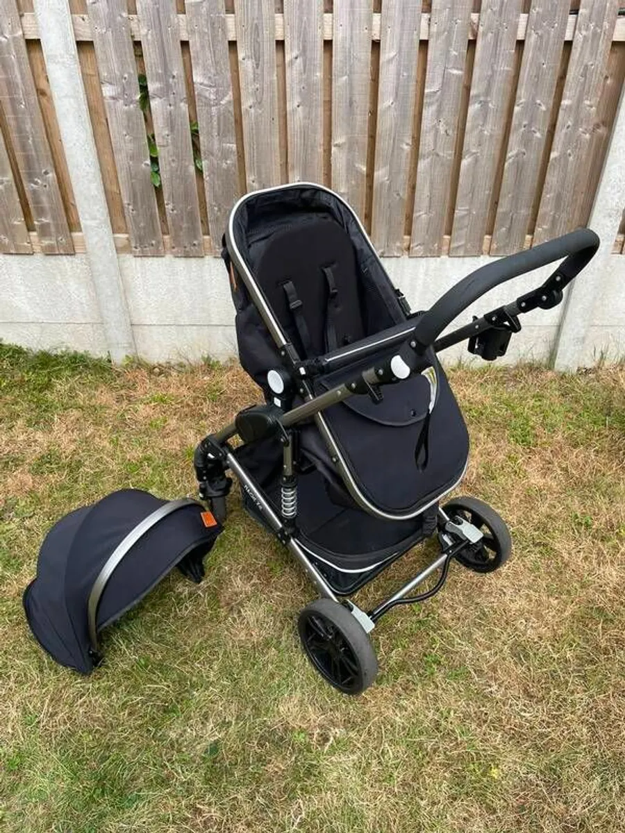 Magic ZC 3 in 1 Pushchair Pram Travel System, Baby Stroller 3 in 1 with Reversible Two Pushing Modes, Newborn Infant Carriage One-Click Folding, Toddler Buggy Aluminum Frame (739 Black) - Image 4
