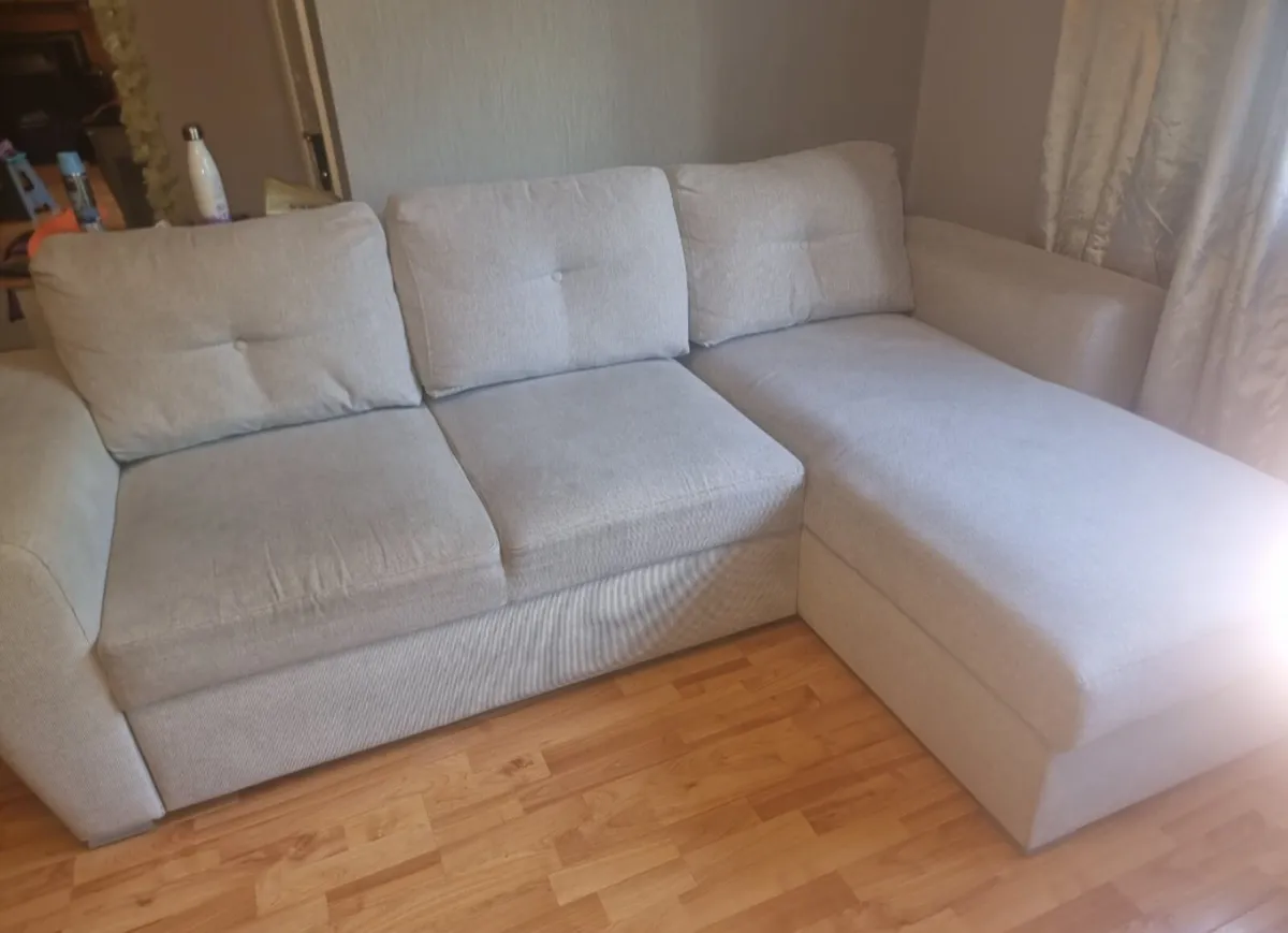 L-Shaped Corner Sofa Bed with Storage – Taupe - Image 3