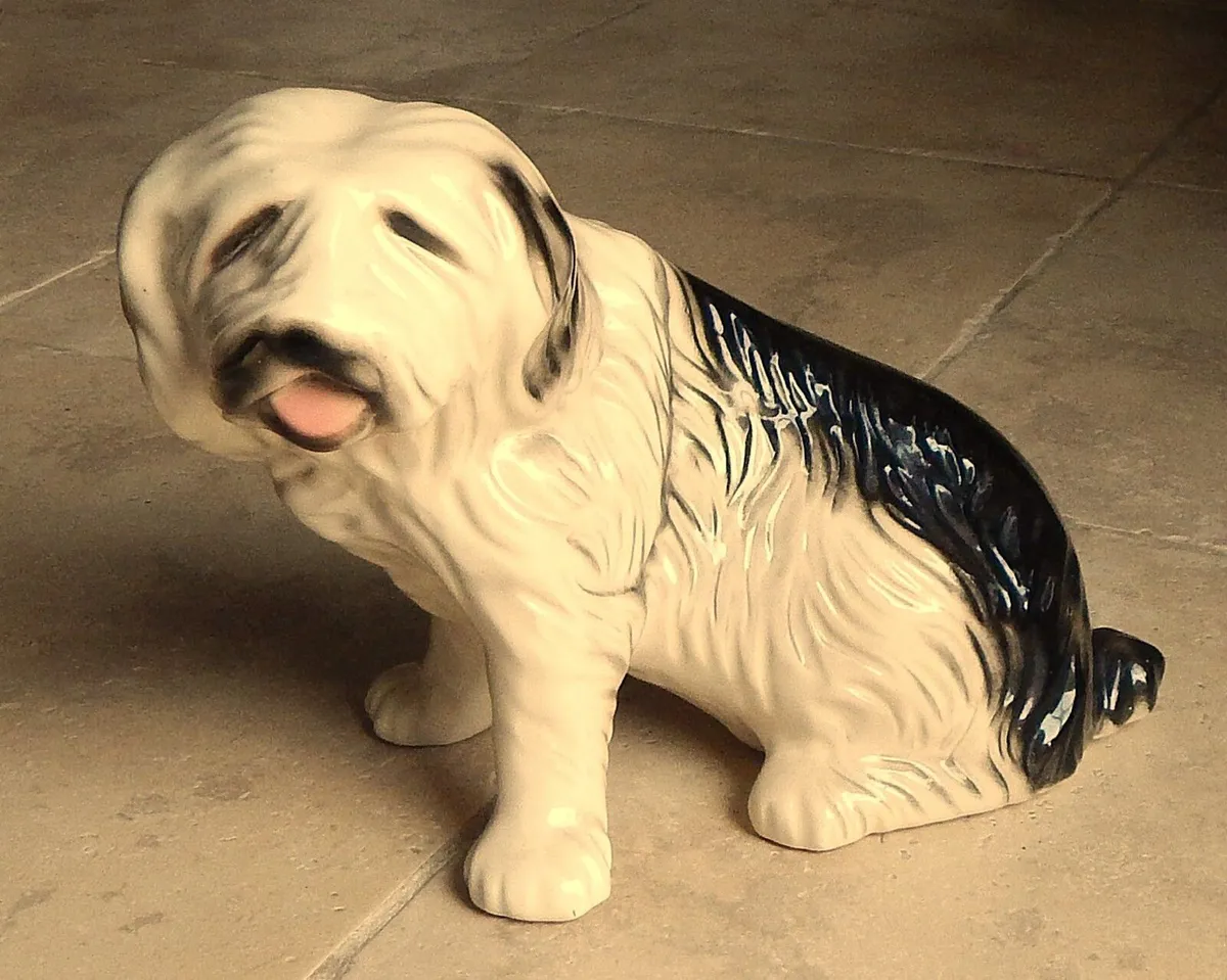 Large Ceramic Old English Sheep Dog Figurine - Image 1