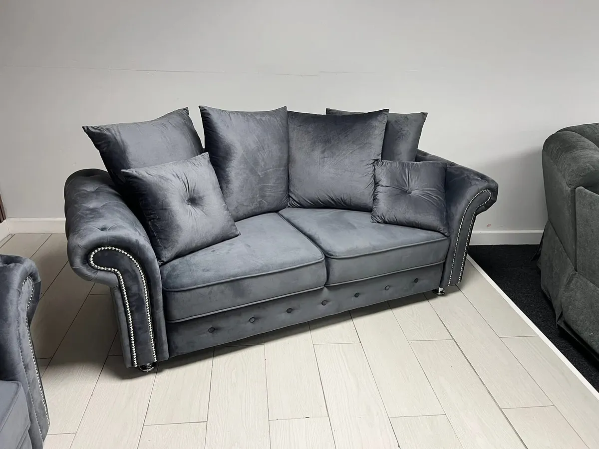 Olympia Grey & Cream Fabric Sofas - Image 2