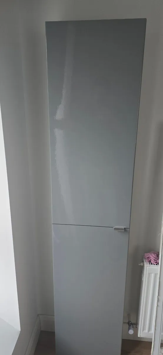 Gloss grey bathroom wall cabinet - Image 1