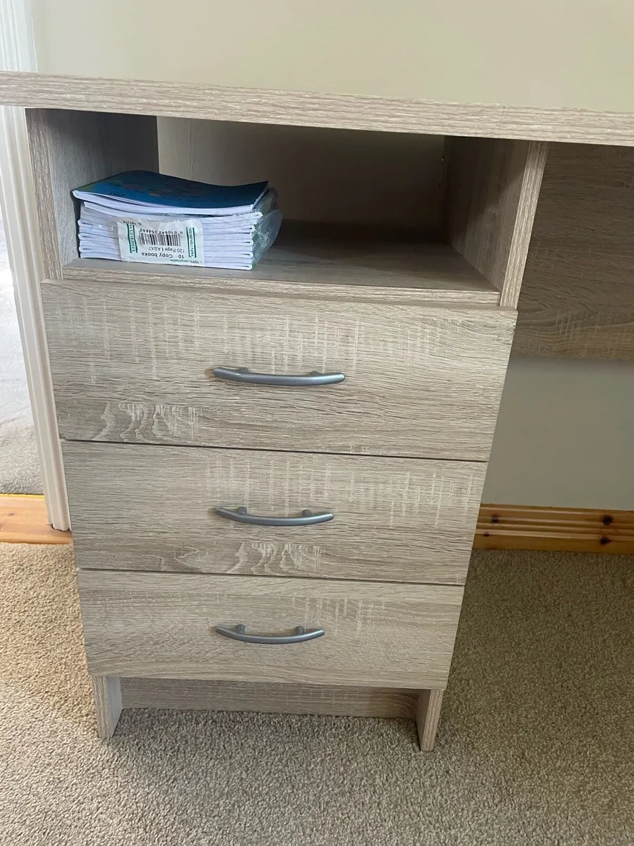 Modern Dark Wood Study Desk with Drawers - Image 3