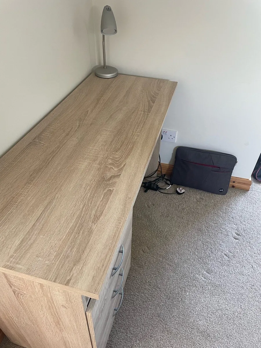 Modern Dark Wood Study Desk with Drawers - Image 4