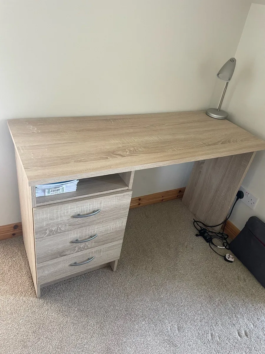 Modern Dark Wood Study Desk with Drawers - Image 2