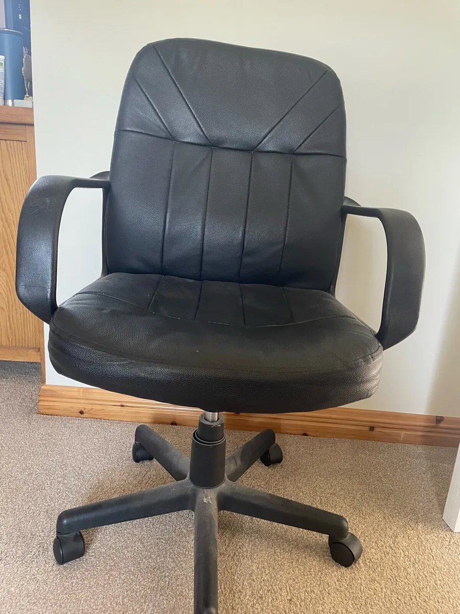 Black Leather Office Chair - Image 1