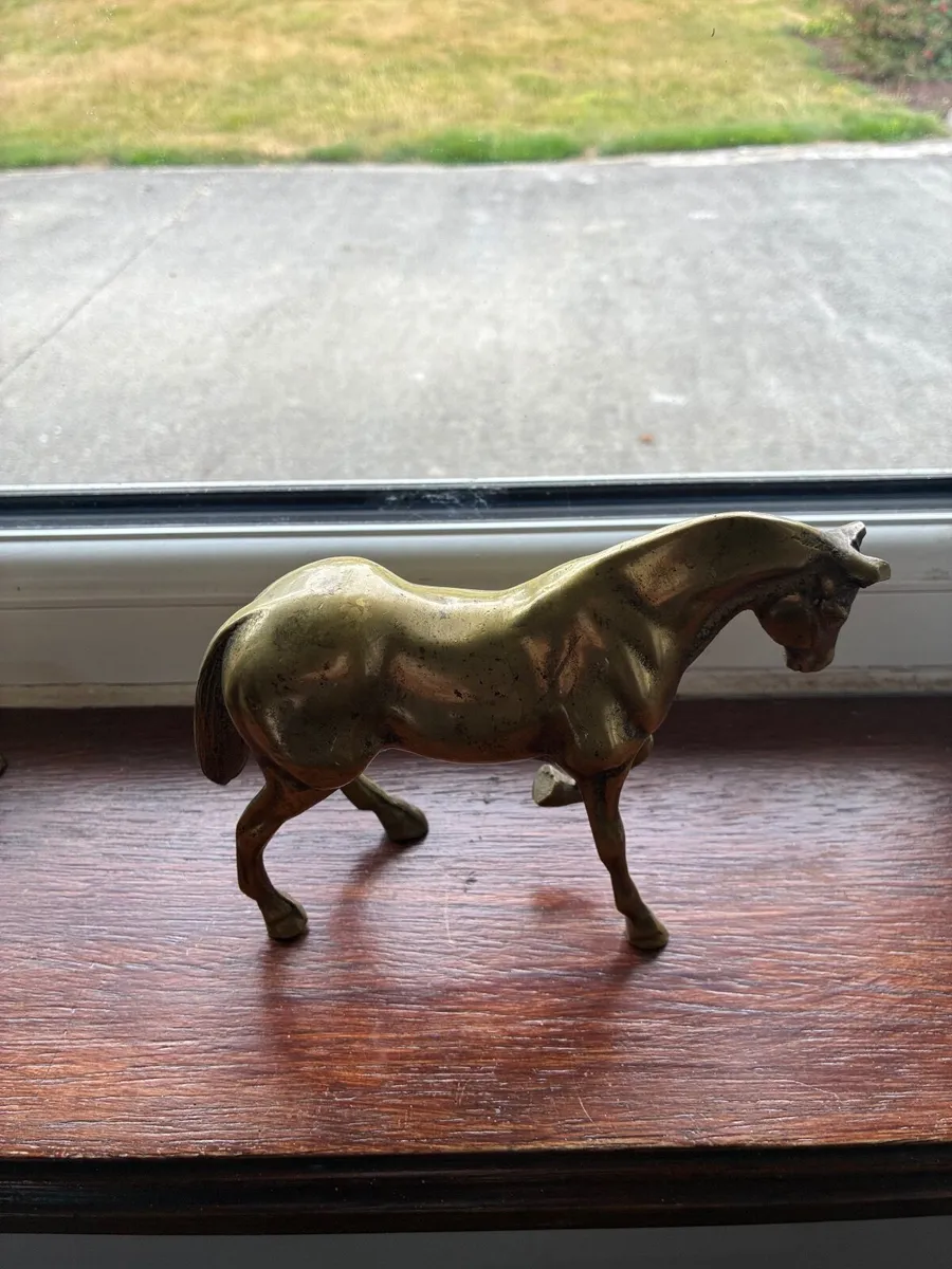 Vintage Solid Brass Horse Sculpture - Image 2