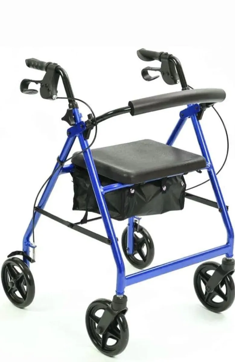 Rollator with basket and seat walking aid - Image 1