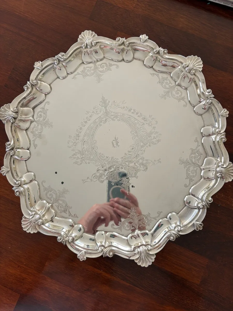 Vintage Silver Plated Tray 15.5 inches - Image 1
