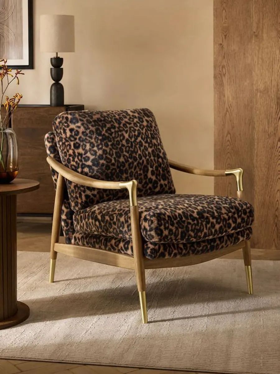 PRICE DROP: Alaska Faux Fur Wooden Armchair - Image 1