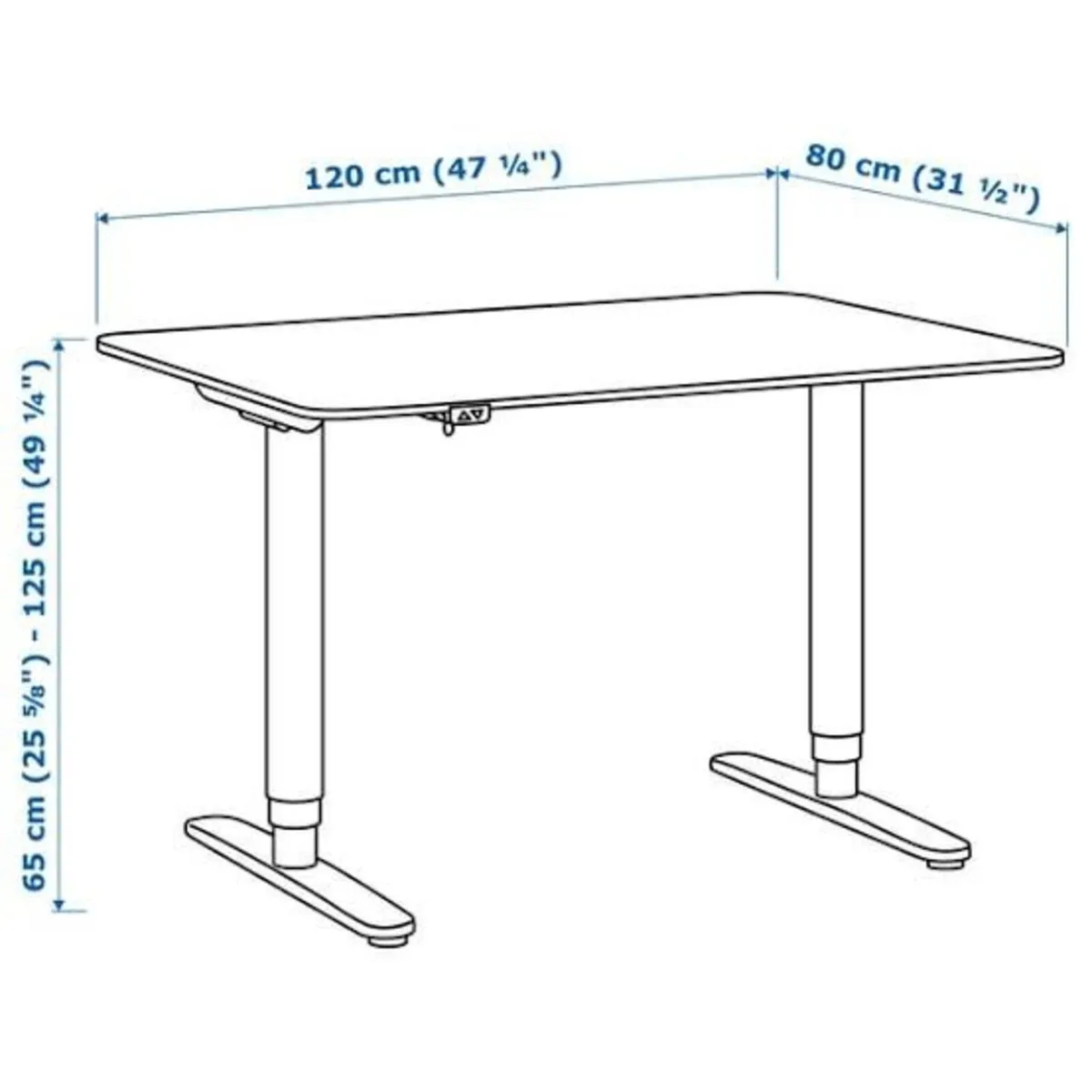 IKEA BEKANT Adjustable Desk, white, 120x80 cm - Image 3