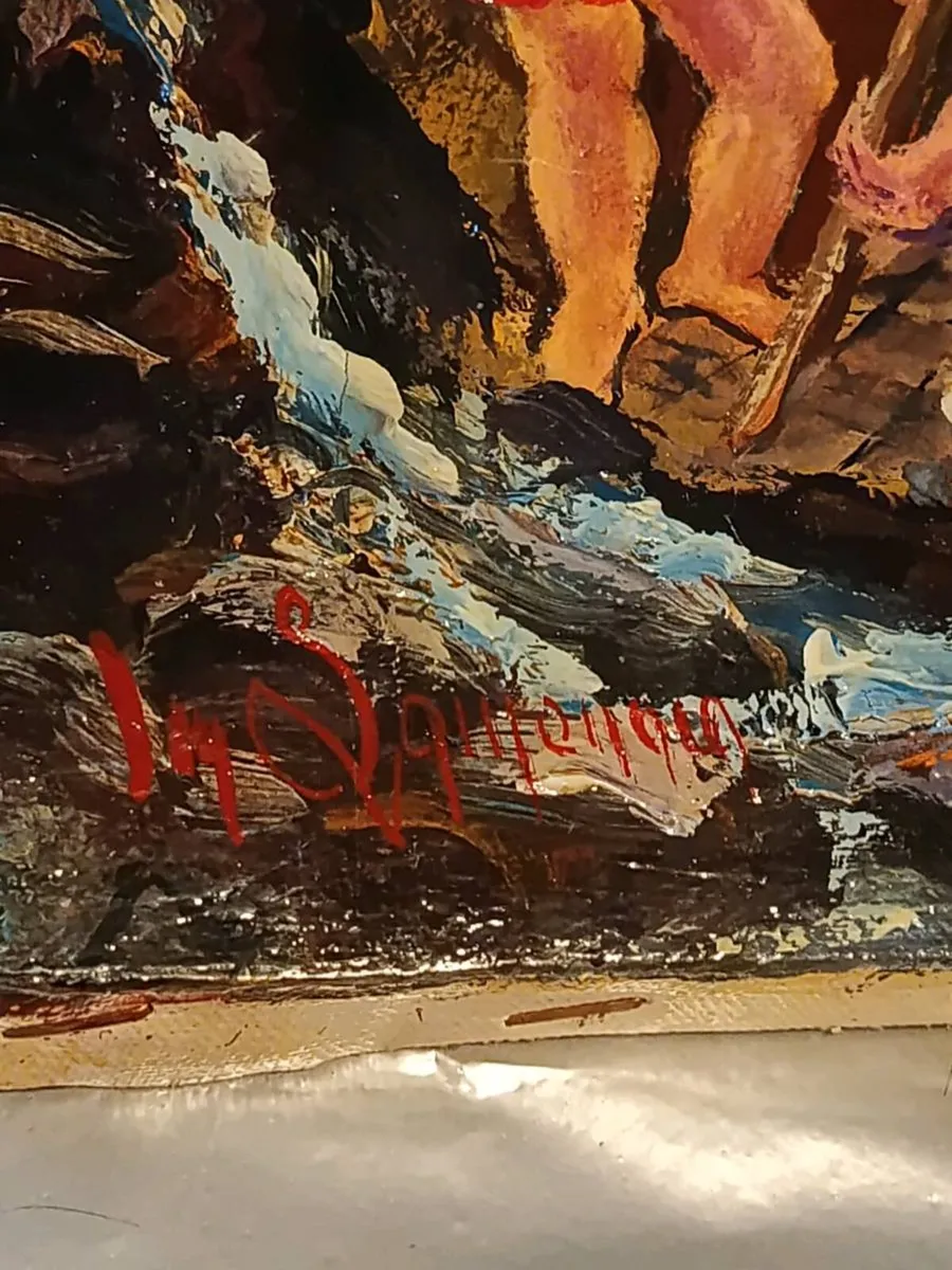 Antique oil painting on blind frame - Image 2