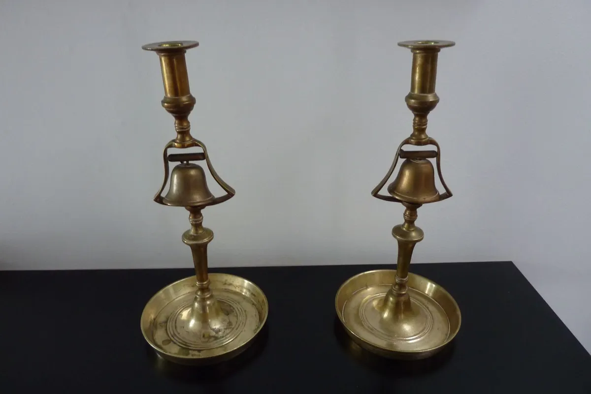 Tavern Bell Brass Candle Holders - Image 1