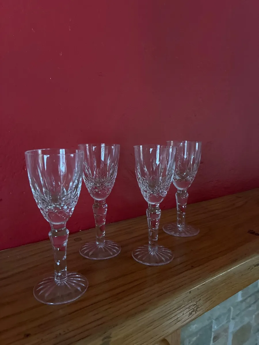 Set of 4 Vintage Cut Crystal Sherry / Port Glasses - Image 1