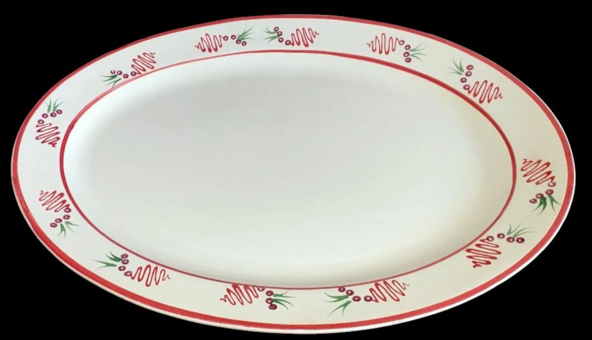 Pristine Vintage 2ft Ceramic Oval Serving Platter - Image 1