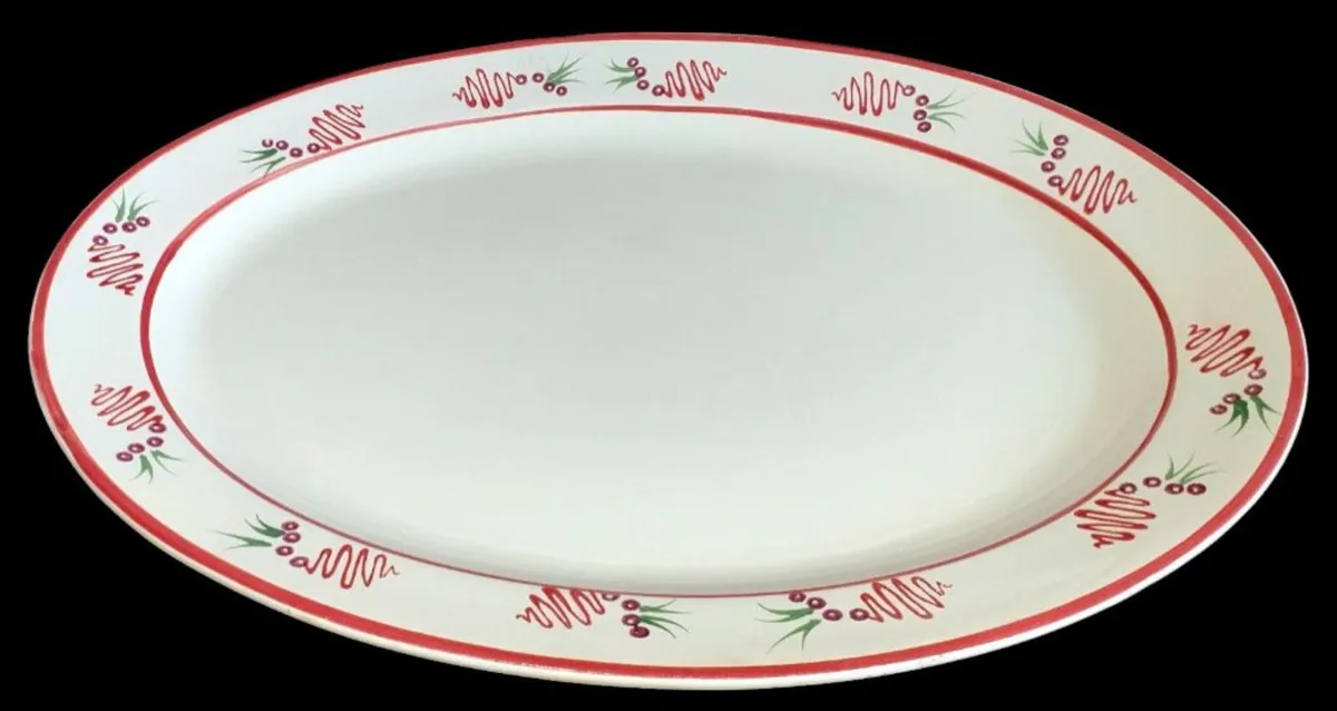 Pristine Vintage 2ft Ceramic Oval Serving Platter - Image 3