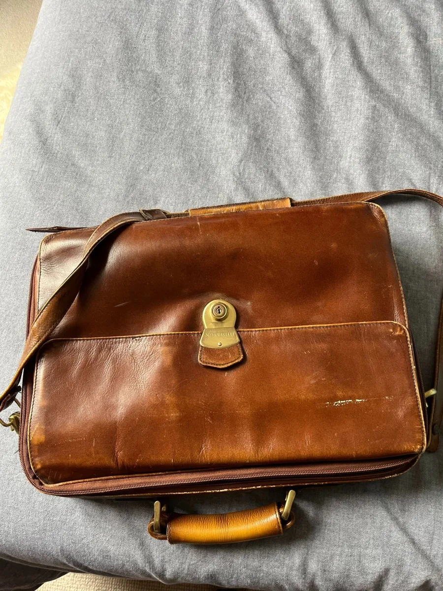 Vintage real leather briefcase - Image 2