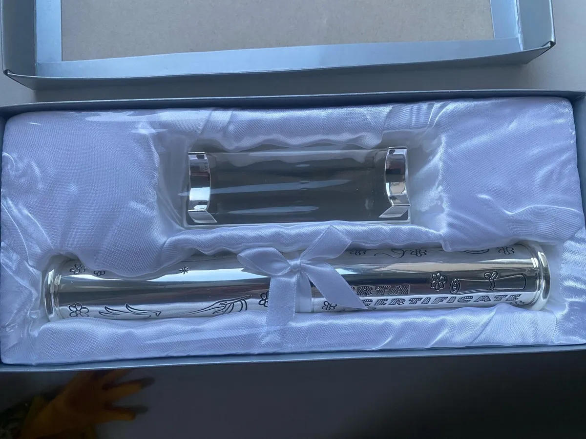 Silver Plated Birth Certificate Holder & Stand - Image 2