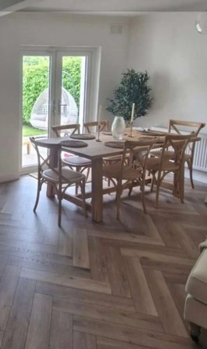X6 Crossback Natural Kitchen Table Chairs S Alternative excellent condition hardly used Currently retailing 1014 - Image 1