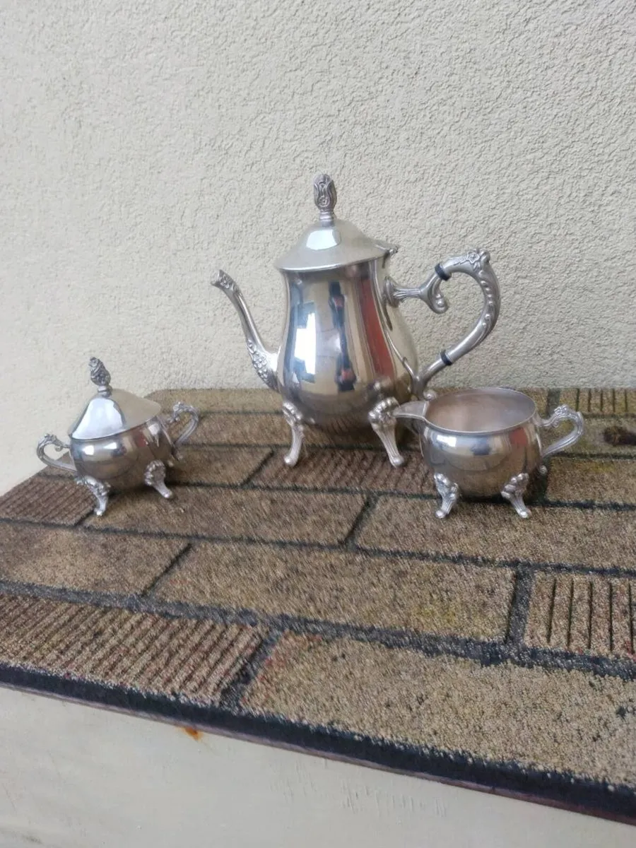 Vintage Indonesian silver plate coffee set - Image 2