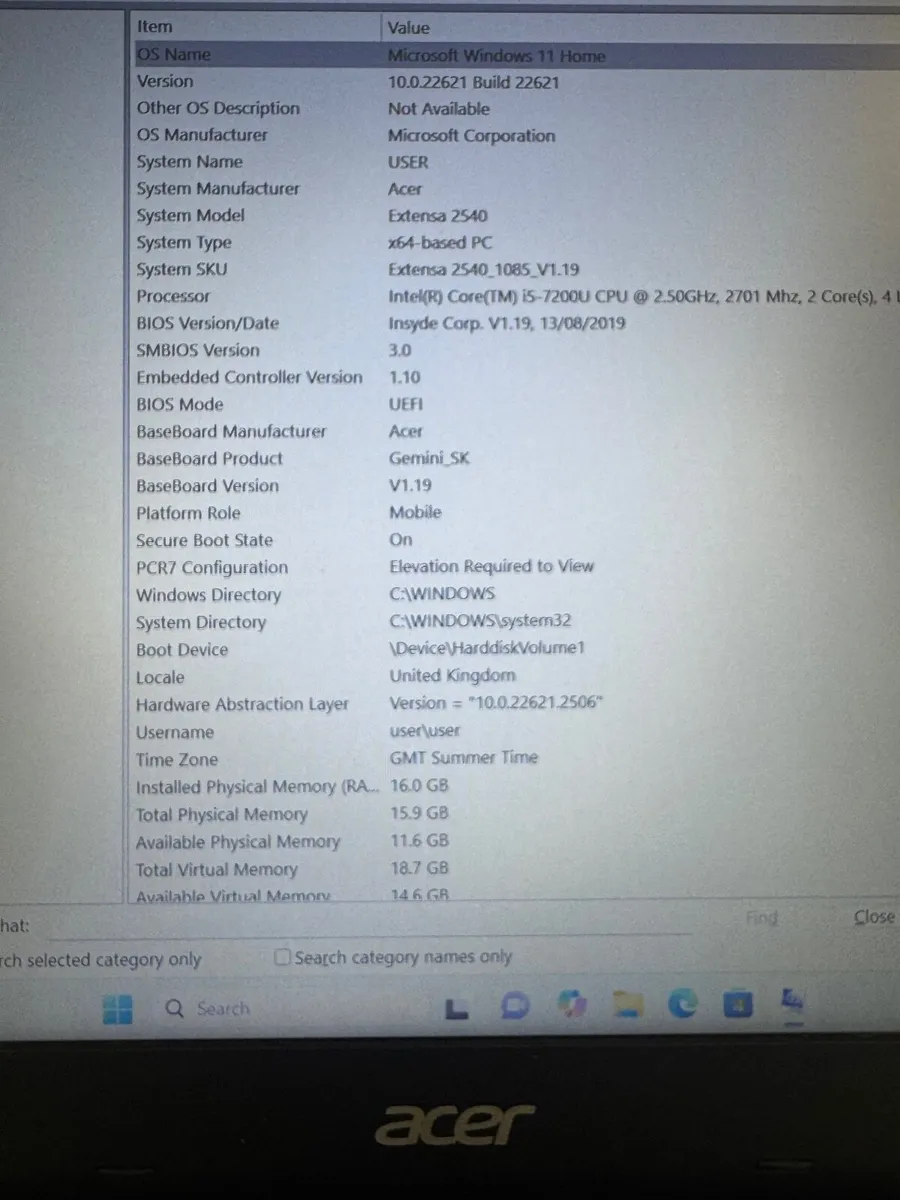 Acer Extensa 2540 Laptop i5-7200U 16GB RAM 500GB S - Image 3