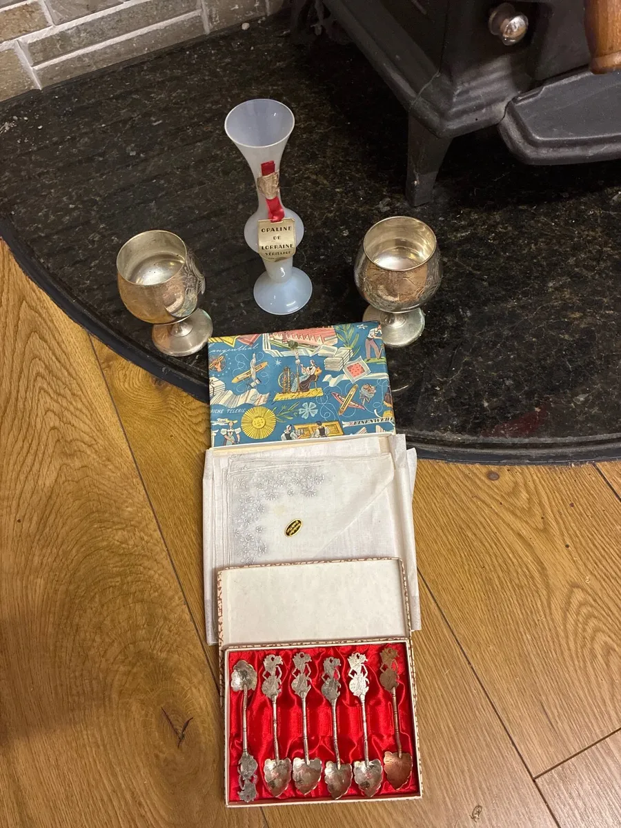 Vintage  - Pewter,  Opaline, Dutch Linen & Spoons - Image 1