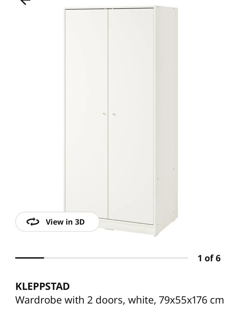 Ikea KLEPPSTAD 2 door white wardrobe in best cond - Image 1