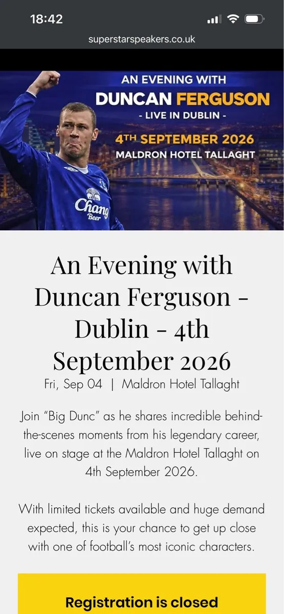 An evening with Duncan Ferguson