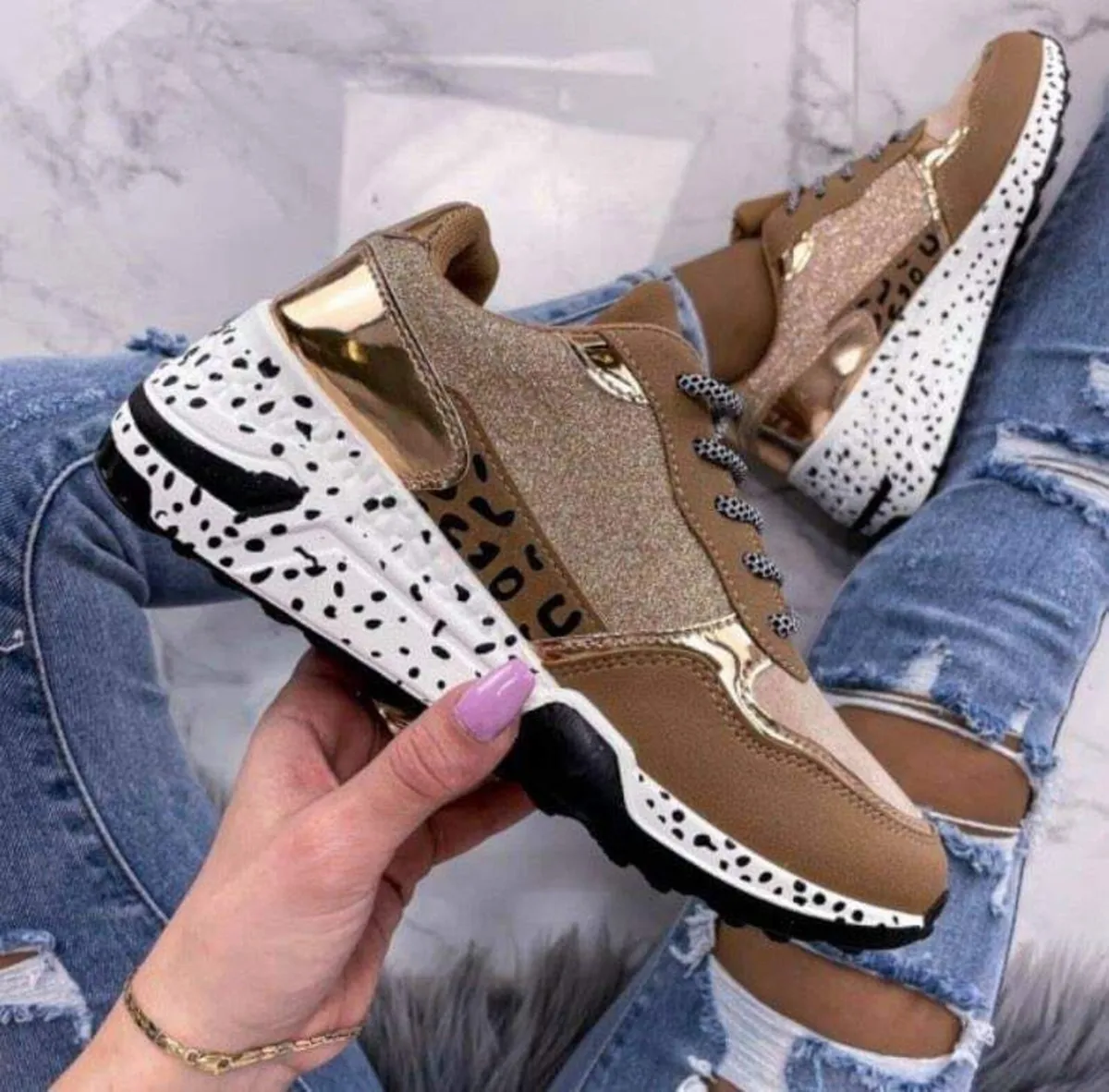 New Leopard cream Runners sizes 3-8 - Image 2