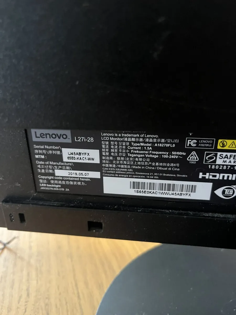 Lenovo 27” Full HD IPS Monitor – HDMI – Excellent - Image 2