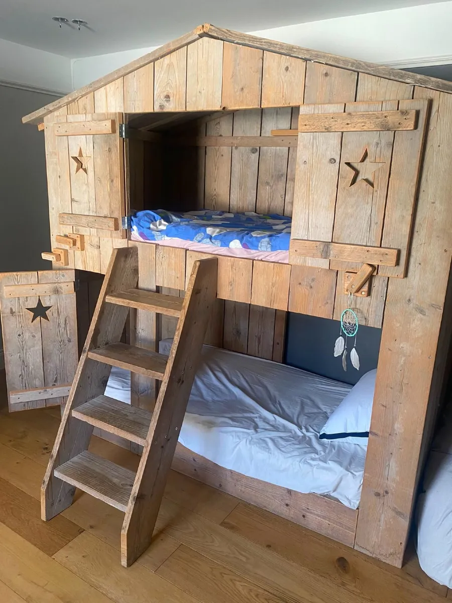 Handmade Dutch Solid Wood Bunk Bed - Image 1
