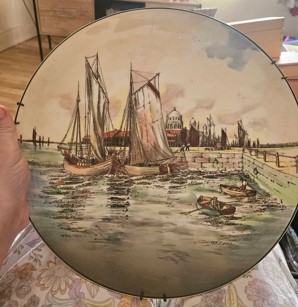 Large Royal Doulton Boat Themed Hanging Plate - Image 1