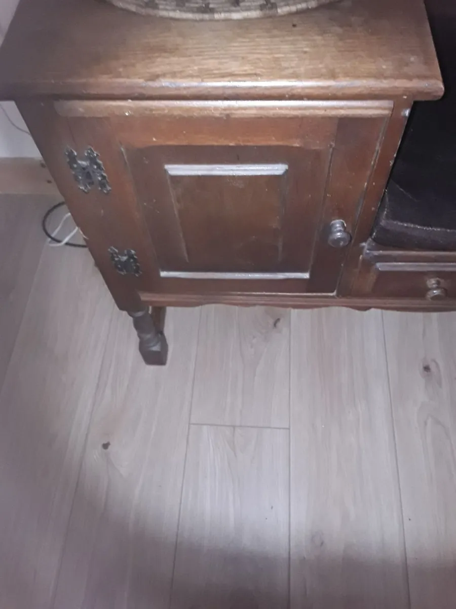 Solid oak antique phone table one draw - Image 2