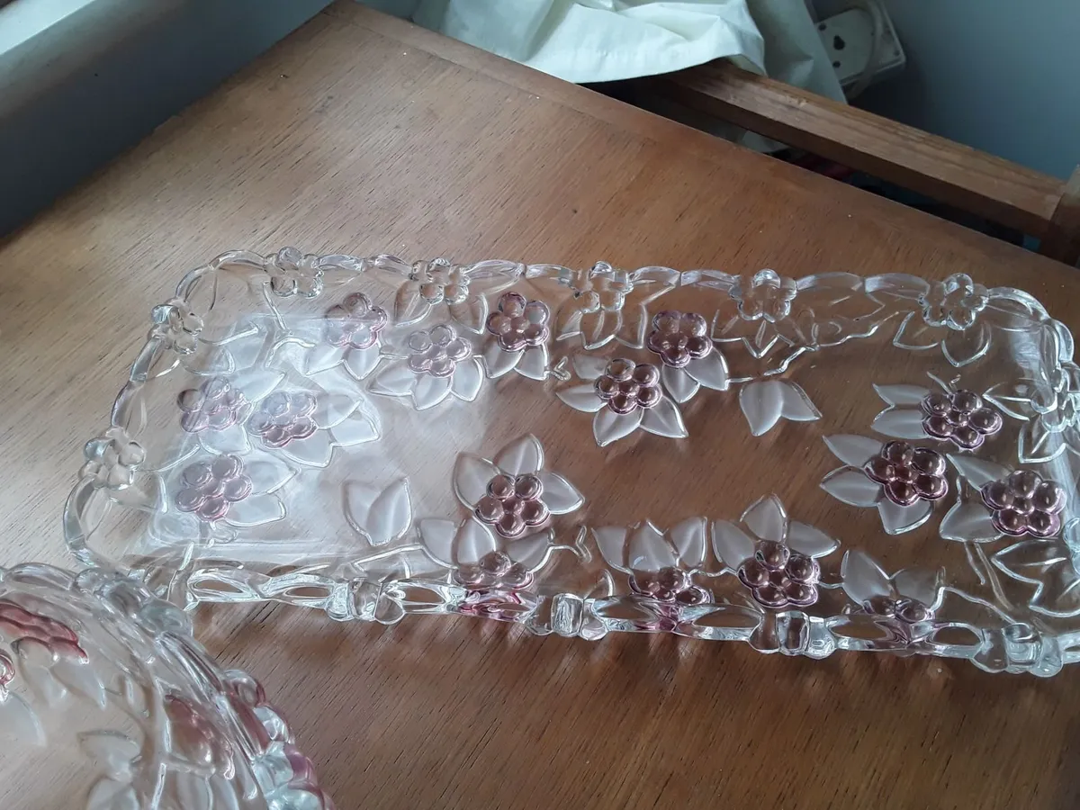 Art deco glass fruit bowl and tray - Image 4