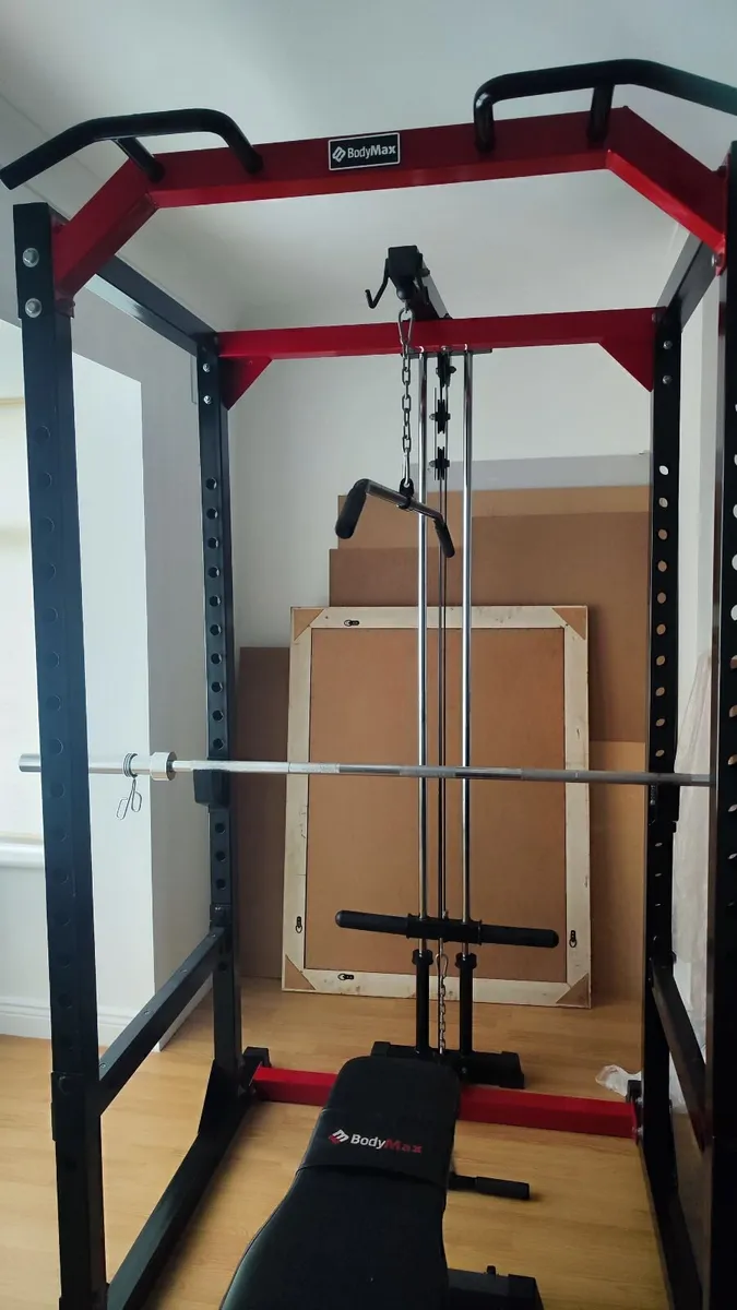 Gym Heavy Power Rack +Lat/Low Pulley+bench+7ft bar - Image 1